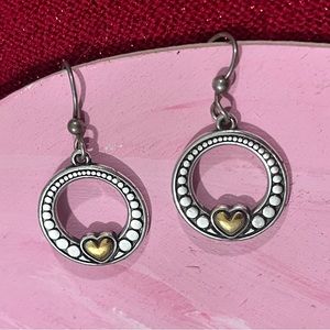 Brighton Gold and Silver Heart Hoop Earrings